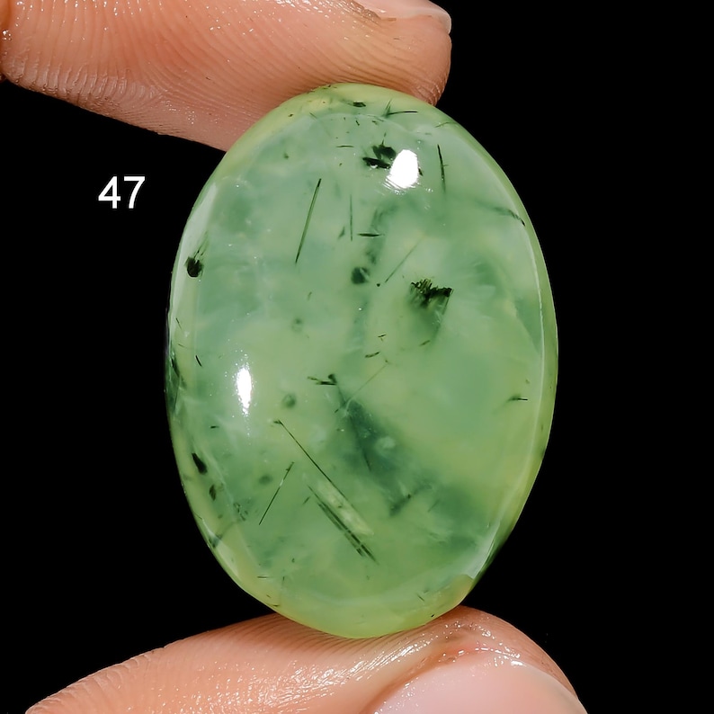 Cabujón de prehnita, gema de prehnita pulida por ambos lados, gema de prehnita verde, cabujón de prehnita natural, regalo de piedra de prehnita para ella (piedra como en la imagen) imagen 7