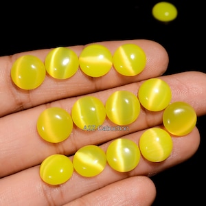 Pierre oeil de chat jaune ronde 9 mm Cristal oeil de chat jaune, 15 pièces Pierre oeil de chat jaune