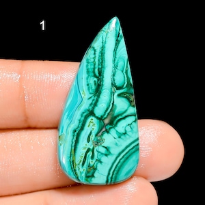 Natural Malachite Cabochon, Loose Gemstone Green Malachite Crystal Smooth Green Beautiful Malachite Gemstone Flat Back ( Stone As Picture