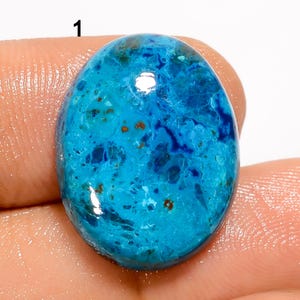 Piedra preciosa azurita natural de primera calidad, cabujón de azurita pulido con parte trasera plana, color azul multicolor, para joyería.