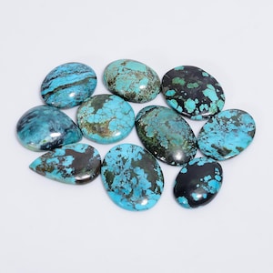 Natuurlijke turkoois cabochon Tibetaans turkoois 10 stuks lot 19 x 14 25 x 19 mm Afmeting turkoois blikkerig steen (zoals foto