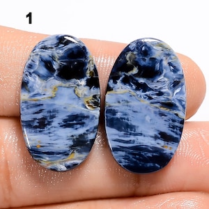 Paire de piétersite naturelle cabochon Paire de piétersite véritable Paire de piétersite en cristal lisse des deux côtés Paire de piétersite polie