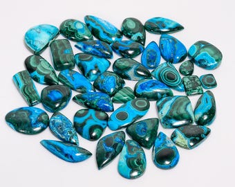 Natural Chrysocolla Malachite Cabochon Loose Gemstone Lot 37 Pieces Malachite Chrysocolla Lot 10X9 30X15 mm Size Stone
