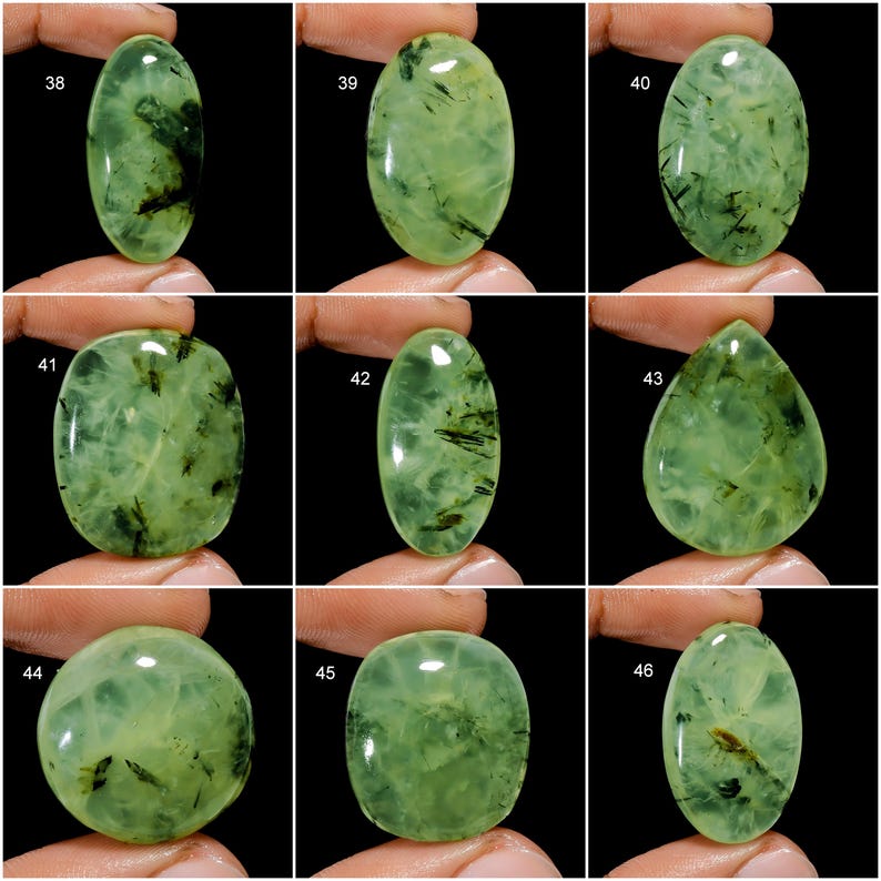 Cabujón de prehnita, gema de prehnita pulida por ambos lados, gema de prehnita verde, cabujón de prehnita natural, regalo de piedra de prehnita para ella (piedra como en la imagen) imagen 6