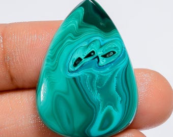 Natuurlijke malachiet chrysocolla cabochon groen kristal 30 x 21 x 3 mm grootte chrysocolla malachiet steen beide zijden gepolijste steen