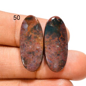 Paire d'agate mousse rouge naturelle, Paire de cabochons en agate mousse rouge, Paire de pierres précieuses en agate mousse rouge mousse, Paire de pierres précieuses en agate mousse rouge pour faire des boucles d'oreilles