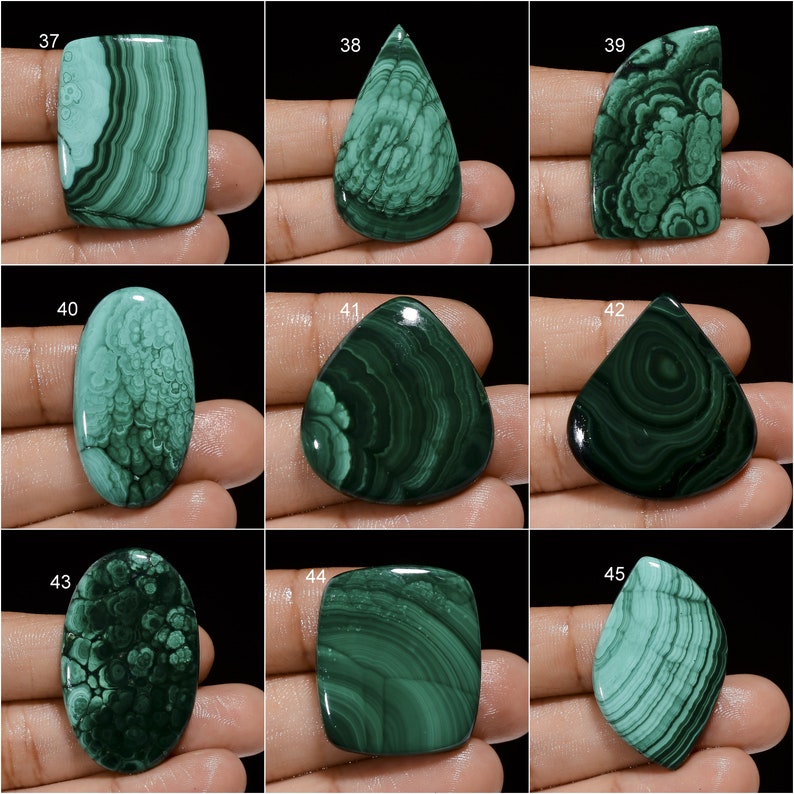 Natural Malachite Cabochon, Loose Gemstone Green Malachite Crystal Smooth Green Beautiful Malachite Gemstone Flat Back Stone As Picture image 5