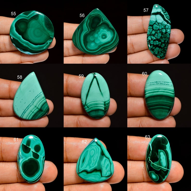 Natural Malachite Cabochon, Loose Gemstone Green Malachite Crystal Smooth Green Beautiful Malachite Gemstone Flat Back Stone As Picture immagine 7