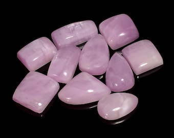 Natural Pink Kunzite Cabochon Loose Gemstone Lot 13X13 20X13 mm 140 Carat Pink Kunzite Gemstone 10 Pieces Lot Pink Kunzite Lot Stone