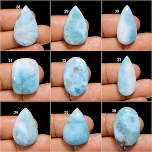 Pietra preziosa sciolta di Larimar naturale Cabochon Bella pietra preziosa di larimar Gioielli avvolgenti in filo, Pietra di cristallo di Heling Larimar per realizzare gioielli immagine 1