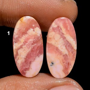 Paire de rhodochrosite naturelle, paire de cabochons de rhodochrosite, paire de pierres précieuses en vrac, pierre précieuse de rhodochrosite pour faire des paires de boucles d'oreilles