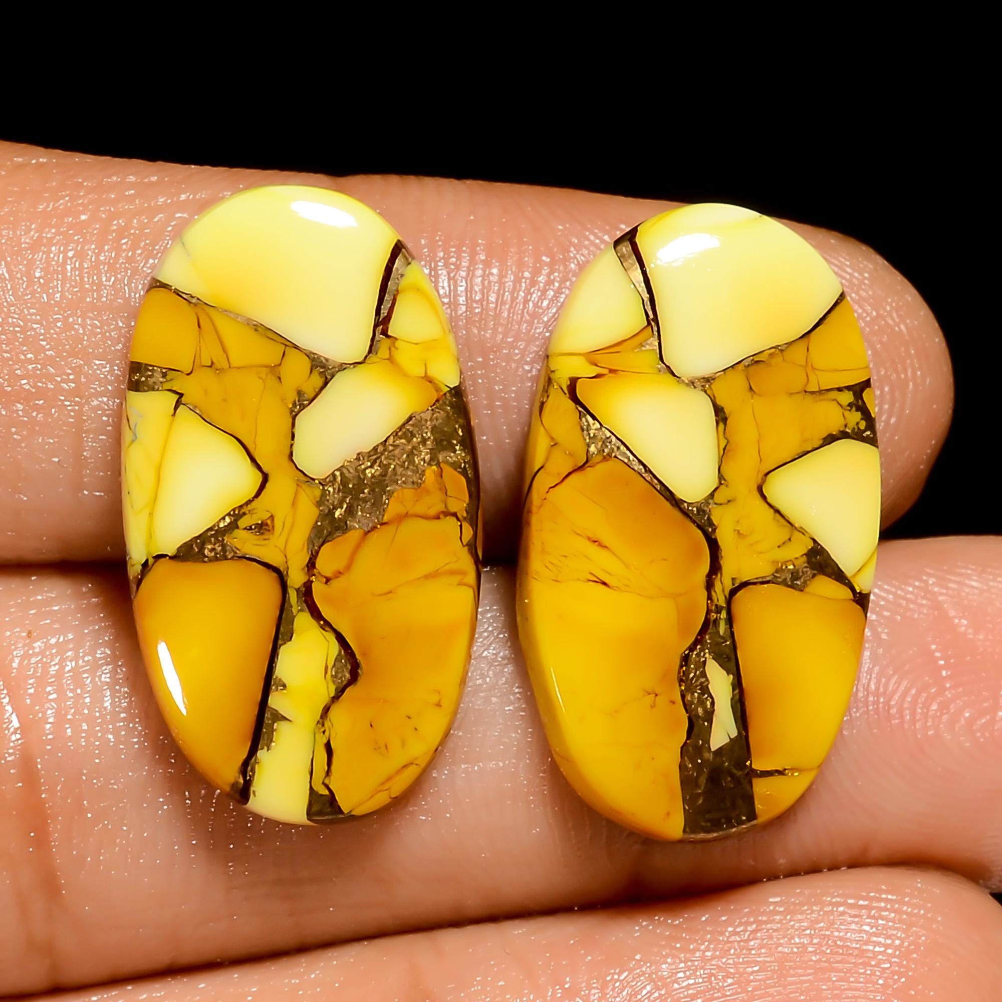 Honey Dahlia Turquoise Pair Stone Yellow Copper Turquoise Stone