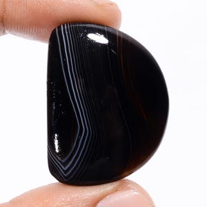 Pedra preciosa natural de ágata preta de Botswana, cabochão de ágata lisa de Botswana polida em ambos os lados, pedra preciosa solta, pedra preta, ágata de Botswana, cab's