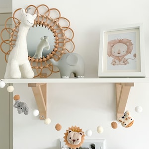 Safari trio garland- Safari nursery- neutral - pom pom garland- nursery decor- wall hanging