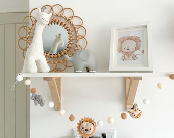 Safari trio garland- Safari nursery- neutral - pom pom garland- nursery decor- wall hanging