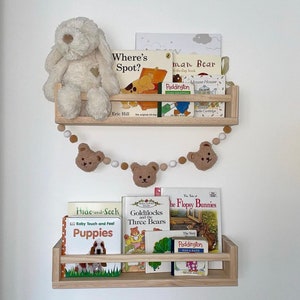Neutral Boucle Teddy bear Garland Neutral Nursery Wall Hanging Decor Shelf Bear Garland image 2