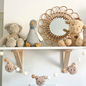 Neutral Boucle Teddy bear Garland Neutral Nursery Wall Hanging Decor Shelf Bear Garland image 1