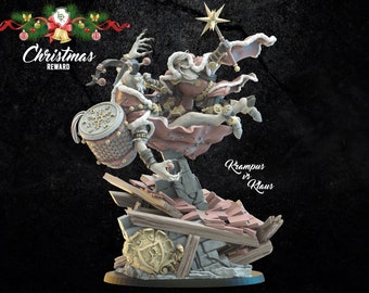 Santa v Krampus by The Lost Kingdom Miniatures | Unpainted Resin Miniature for DnD RPG Tabletop