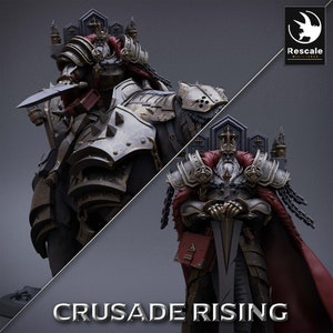 Templar King by Rescale Miniatures | Crusade Rising| D&D | Dungeons Dragons | Pathfinder | Wargaming | TTRPG | RPG