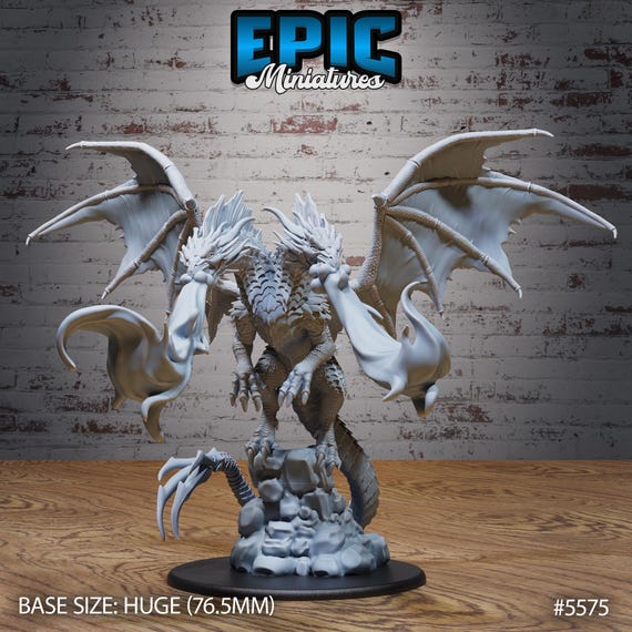 Two Headed Dragon | Monster Frenzy | Unpainted Resin Miniature for