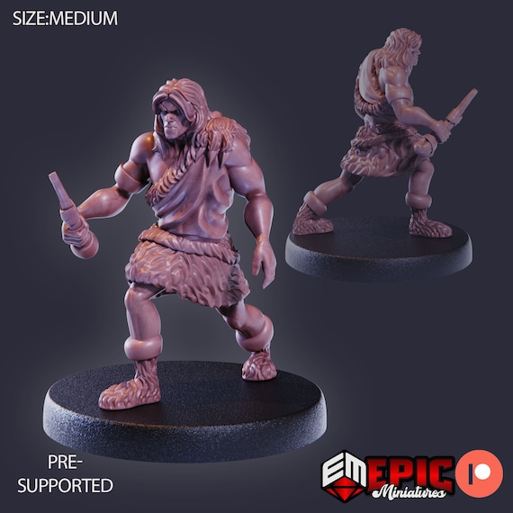 Cavemen | Lost Paradise | Unpainted Resin Miniature for Dnd RPG