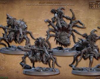Spider Riders  | Unpainted Resin Miniature for DnD RPG Tabletop
