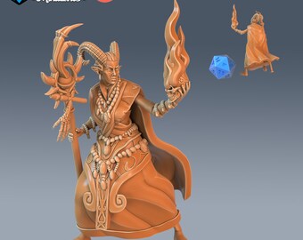 Warlock Tiefling  - Demonic Foulness | Unpainted Resin Miniature for DnD RPG Tabletop