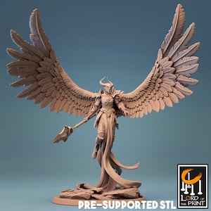 Angel Female Fighter by Rescale Miniatures| D&D | Dungeons Dragons | Pathfinder | Wargaming | TTRPG | RPG