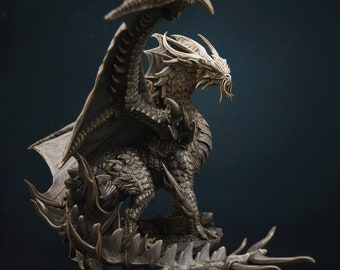Ancient Gold Dragon by Rescale Miniatures | Unpainted Resin Miniature for DnD RPG Tabletop