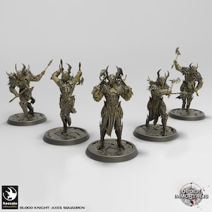 Blood Knight Axe Squad by Rescale Miniatures - Order Immortalis| D&D | Dungeons Dragons | Pathfinder | Wargaming | TTRPG | RPG