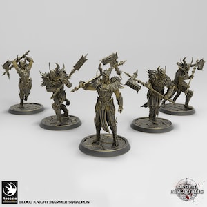 Blood Knight Hammer Squad by Rescale Miniatures - Order Immortalis| D&D | Dungeons Dragons | Pathfinder | Wargaming | TTRPG | RPG