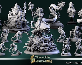 Throne of the Drowned King  | Unpainted Resin Miniature for DnD RPG Tabletop