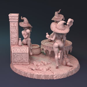 Mysterious Witchcraft of Lionila Diorama by 42 Studio | Unpainted Resin Miniature for DnD RPG Tabletop