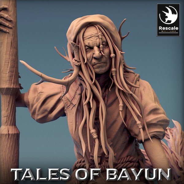Baba Yaga by Rescale Miniatures | Tales of Bayun | Unpainted Resin Miniature for DnD RPG Tabletop