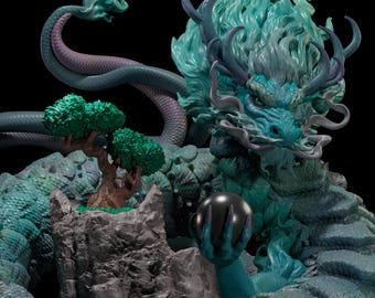 Calm Dragon フィギュア Zhulong Dragon by Calamity Figures | Unpainted Resin Miniature for