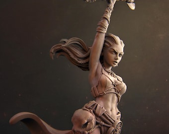 Sia, the Elf Barbarian by Nerikson | Unpainted Resin Miniature for DnD RPG Tabletop