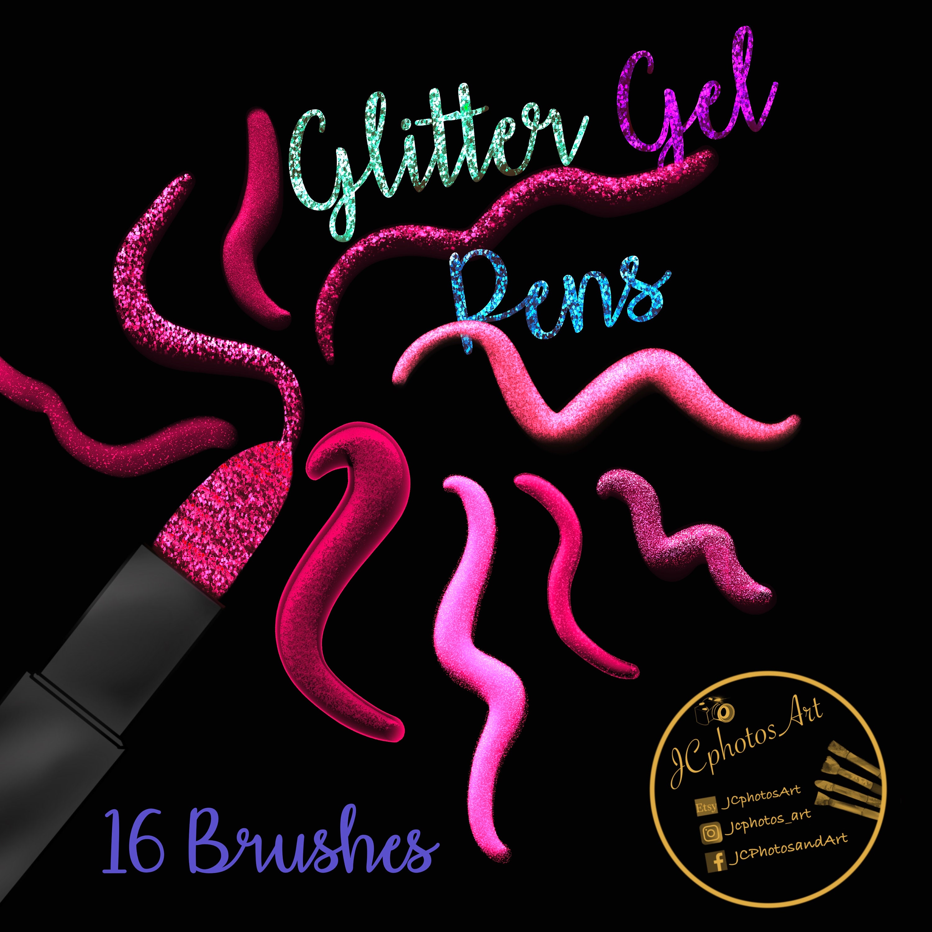 Glitter Gel Glow Procreate Brushes â Metallic Sparkle & Shine Set for Lettering and Art