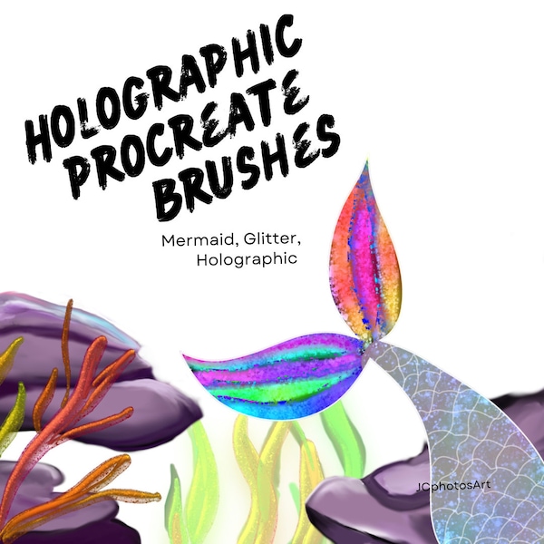 Procreate holographic, rainbow, mermaid, shiny Brushes 41 brushes liquid, metallic