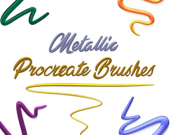 Metallic glossy gel Procreate brush pens shiny gold rose silver
