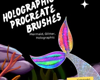 Procreate holographic, rainbow, mermaid, shiny Brushes 41 brushes liquid, metallic