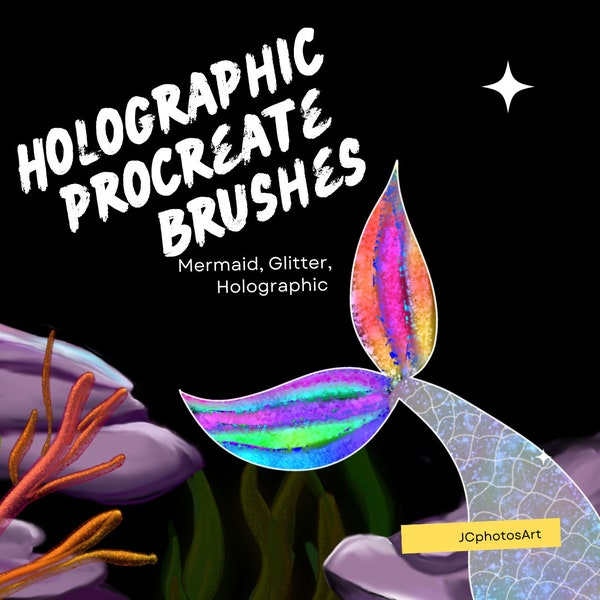 Procreate holographic, rainbow, mermaid, shiny Brushes 41 brushes liquid, metallic