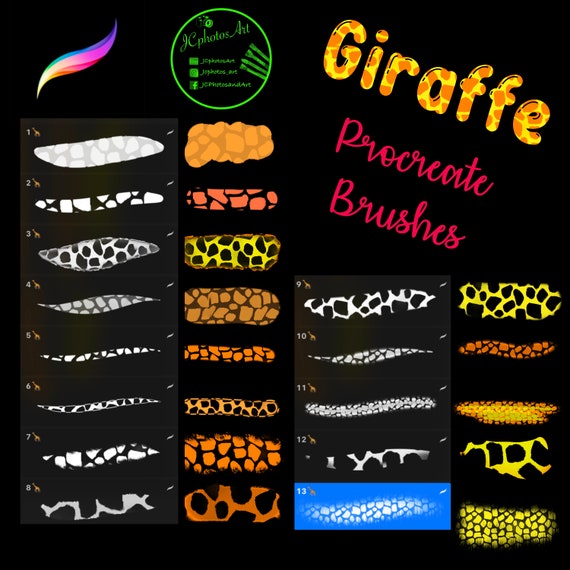 Giraffe animal print Procreate pattern brushes clipping mask safari