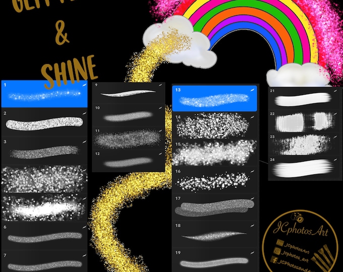 Glitter & Shine Procreate Brushes Bundle Extra Brushes Silver Gold - Etsy
