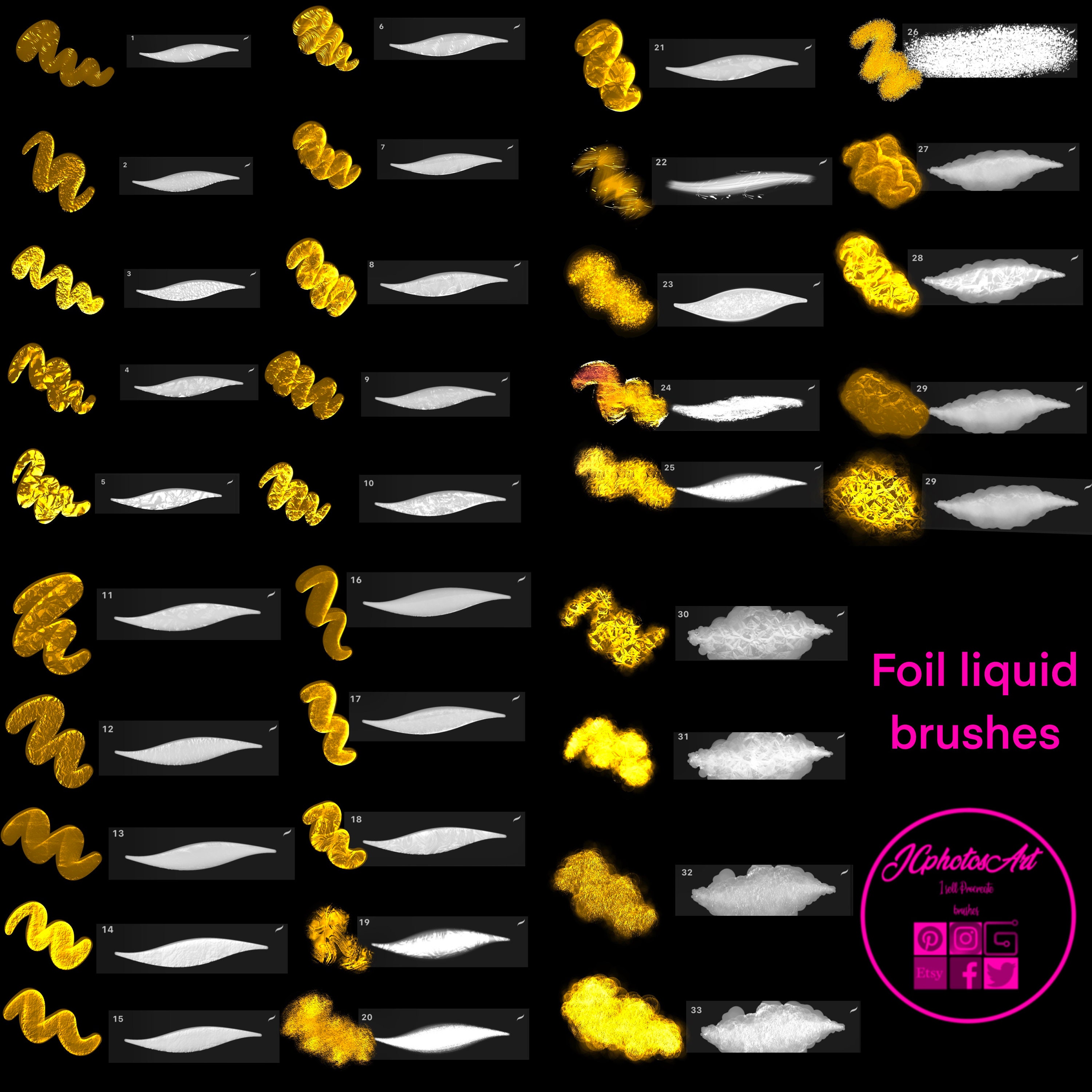 Foil Liquid Brushes Procreate Brushes Gold Foil Just Foil Etsy UK