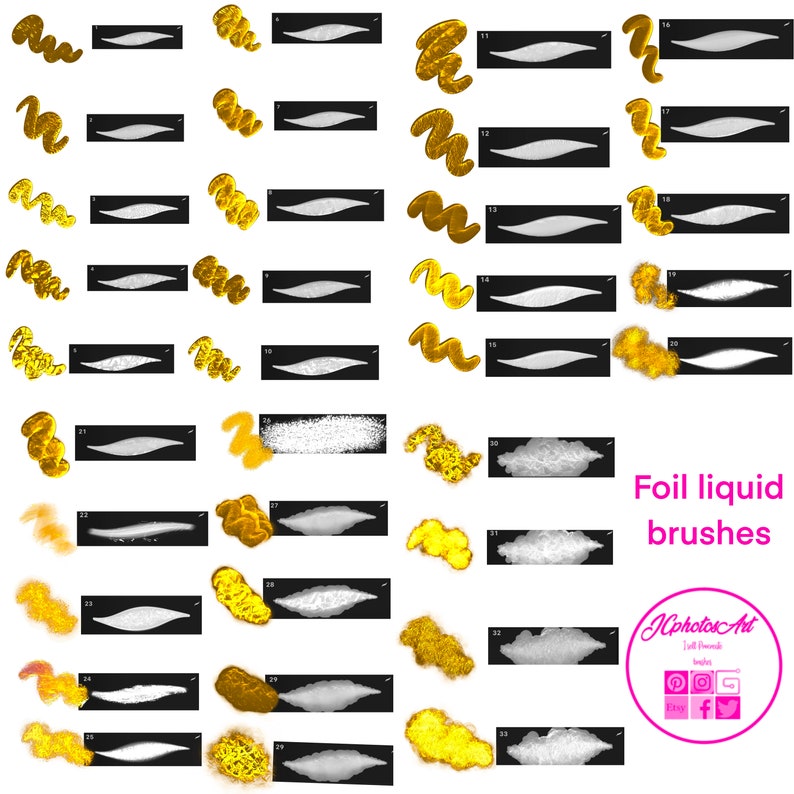Foil Liquid Brushes Procreate Brushes Gold Foil Just Foil Etsy UK