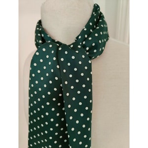 Men's Designer Green Dress Scarf with White Polka Dot