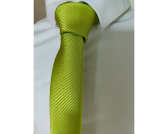 Men's Designer Lime Green Skinny Silk Tie