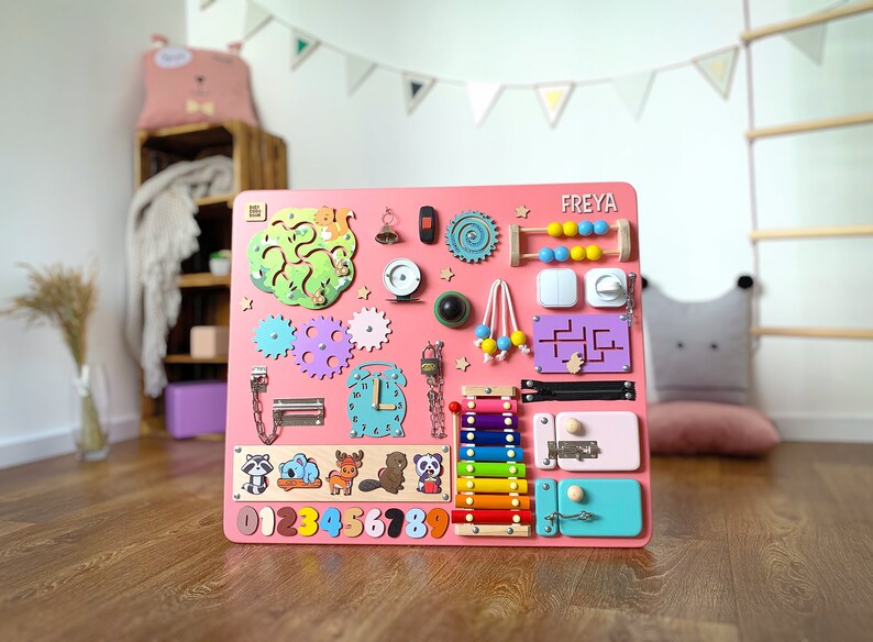 Busy Board Activity Toys 1 Year Old Activity Center Toddler Etsy