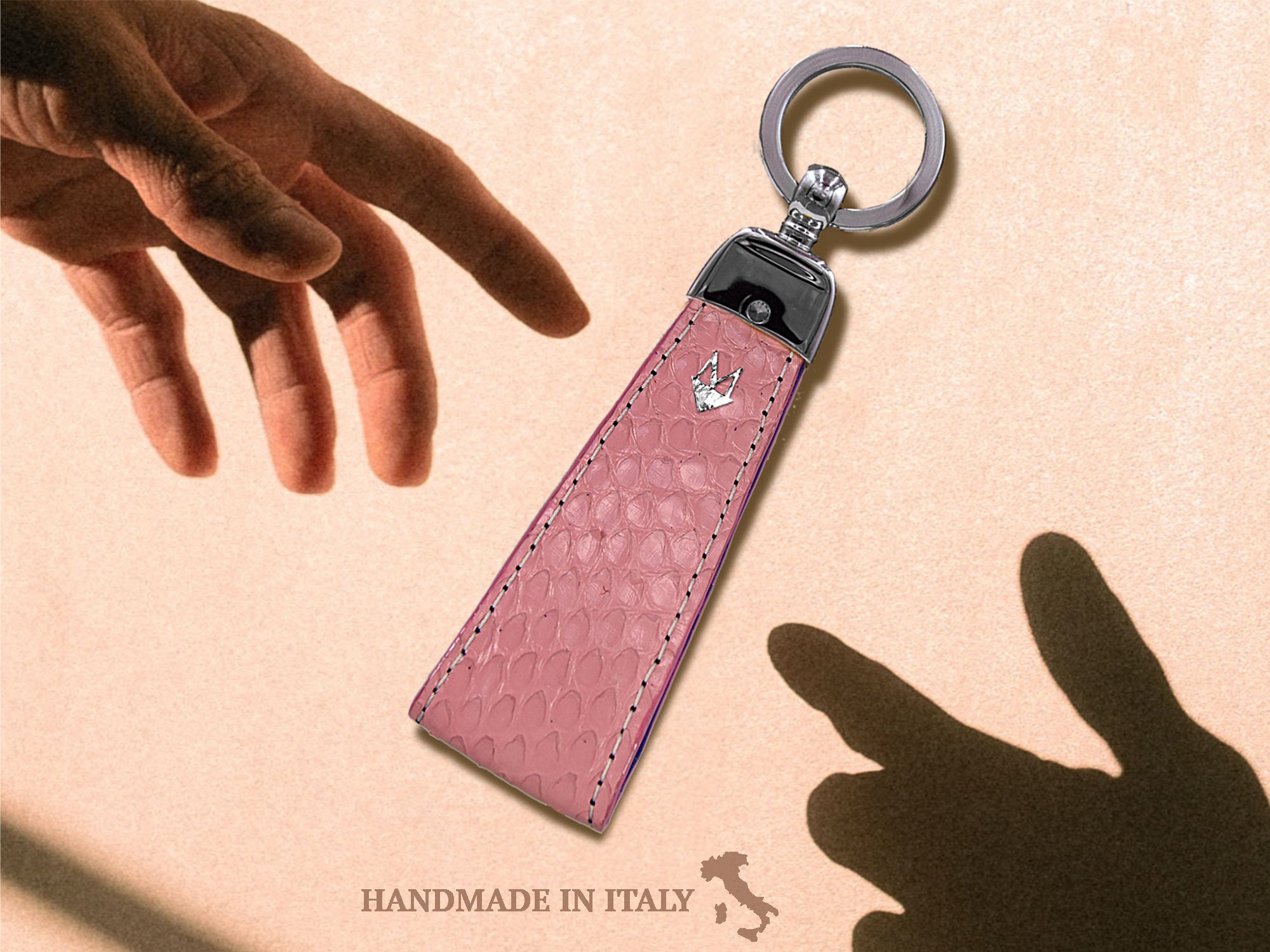 Keychain holder Personalised Pink Python Leather Keyring Key Etsy