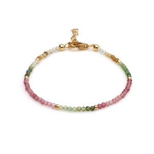 Delicate Tourmaline Dainty Bracelet For Her, Tourmaline Gemstone Bracelet, Natural Tourmaline Stone Bracelet, Minimalist Gift, Heart Chakra